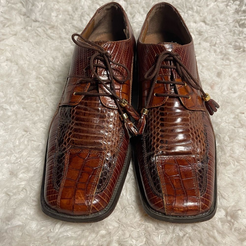 Stacey Adams Solomon Snake skinCognac /brown Oxfords Men’s shoes SZ9.5